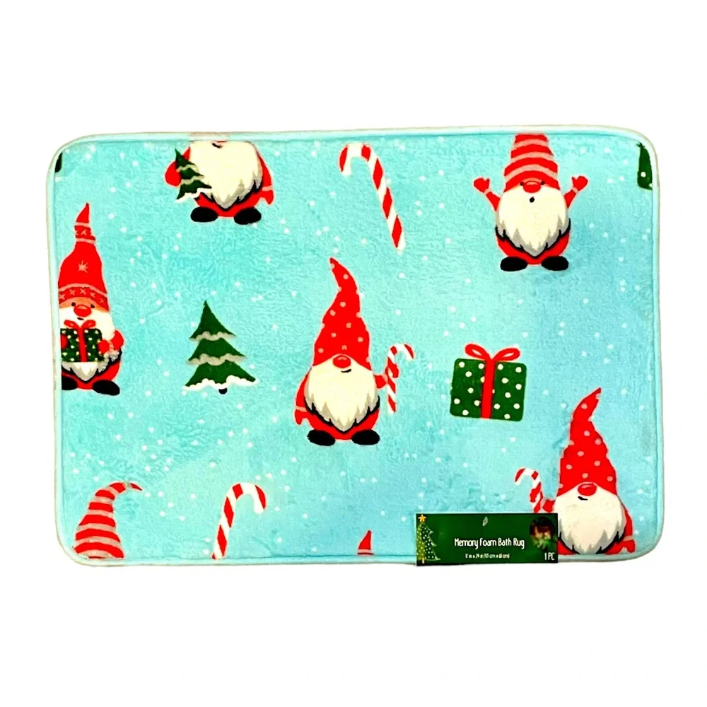 Christmas Gnome 17x24” Festive Memory Foam Bath Mat NWT